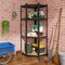 Black Galvanized Metal and MDF Corner Shelving Unit with Adjustable Shelves